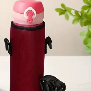 Water Bottle Carrier with Adjustable Shoulder Strap and Cup Cover Sleeve